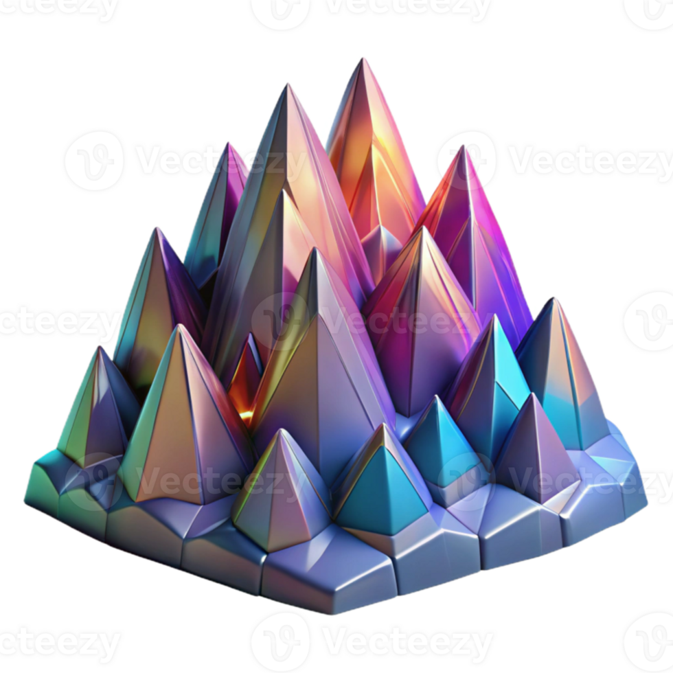 Abstract Iridescent Crystal Mountain png
