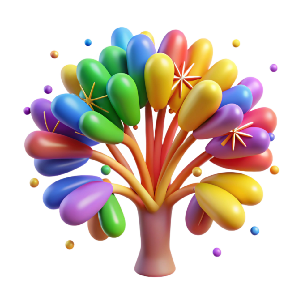 Rainbow Tree 3D Colorful Abstract Art png