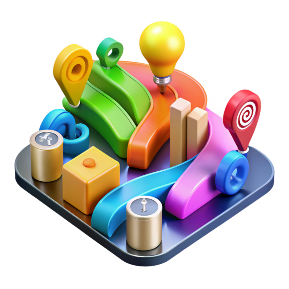 Abstract 3D Colorful Design Idea, Location, Data Visualization png