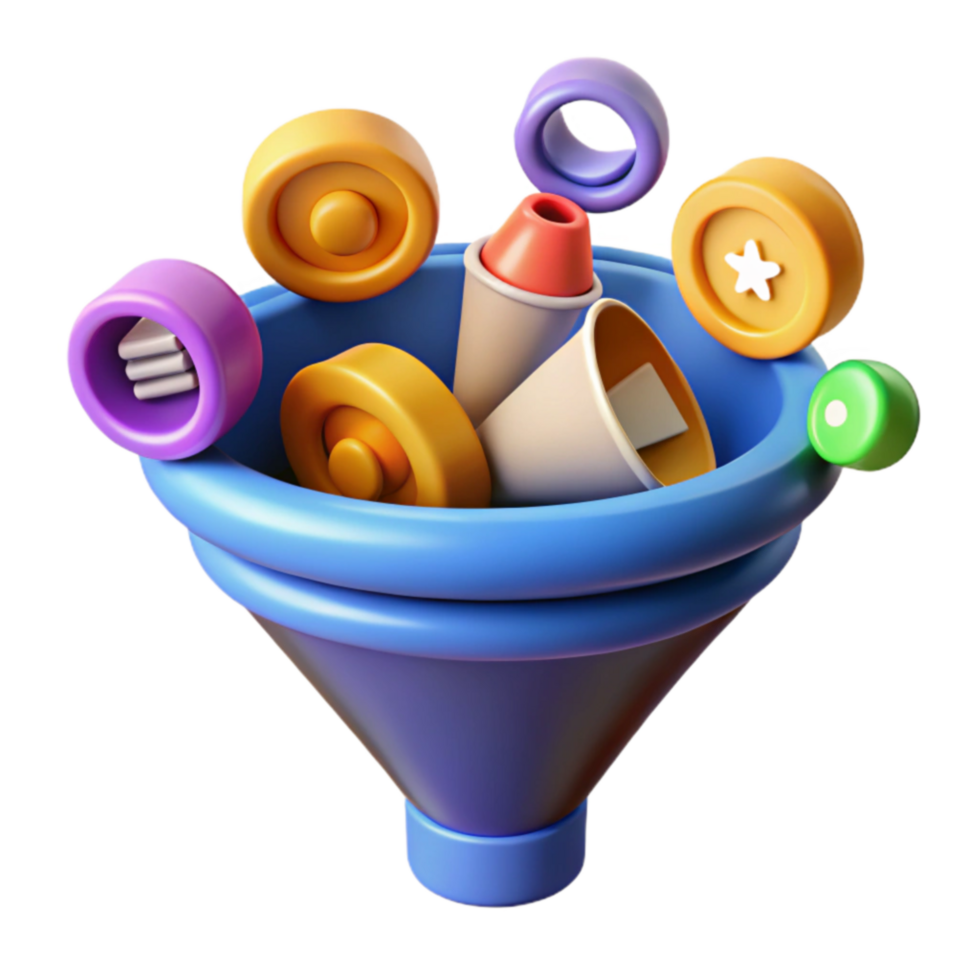 Visualizing the Sales Funnel A 3D Guide to Conversion png