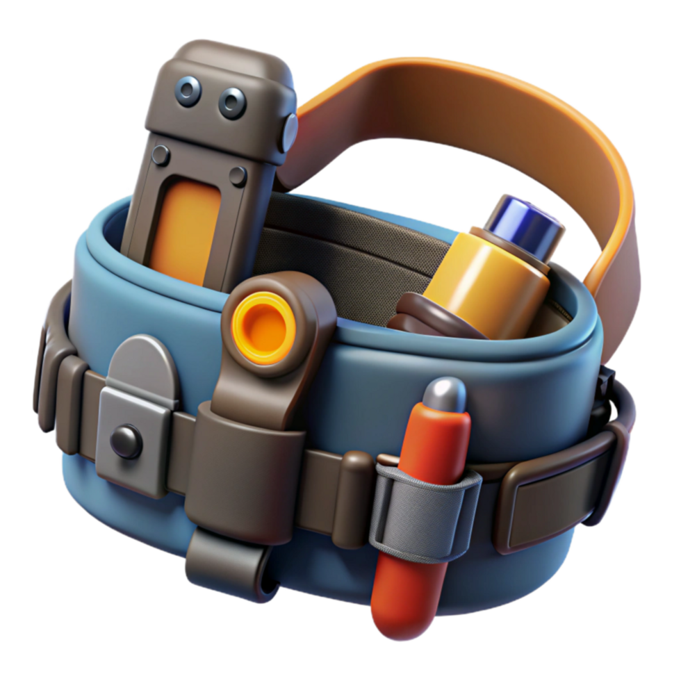 Futuristic Utility Belt 3D Render of Tools Gadgets png