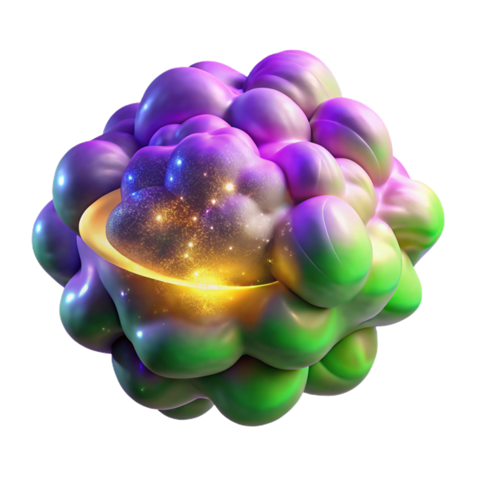 Glowing Orb Abstract 3D Render of Cellular Structure png