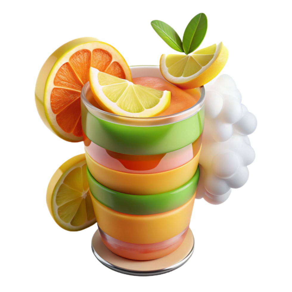 Layered Citrus Smoothie Refreshing Summer Drink Recipe png