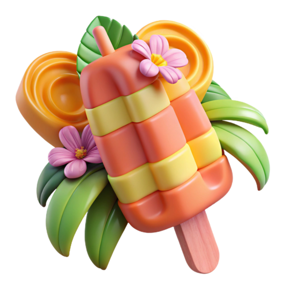 Summer Popsicle Tropical Treat 3D Render png