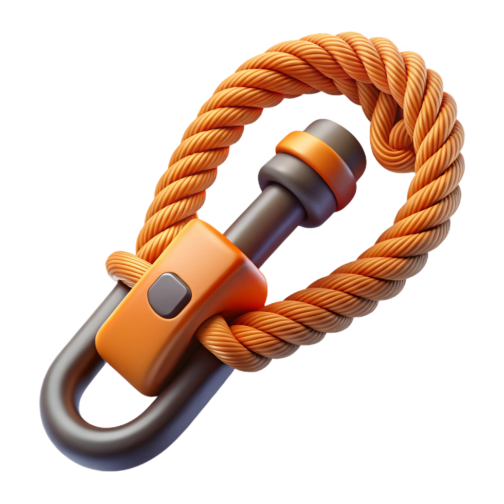 Orange Rope and Locking Carabiner Clip png