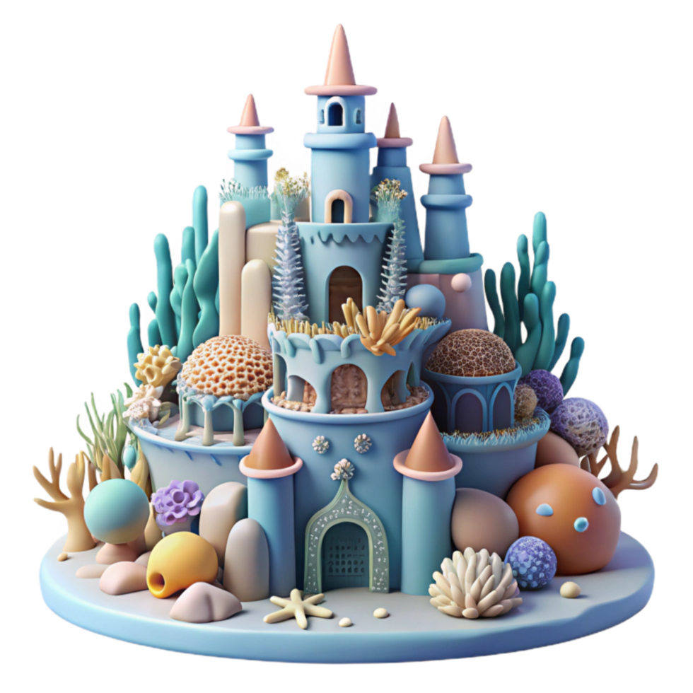 Undersea Castle A Whimsical 3D Render png