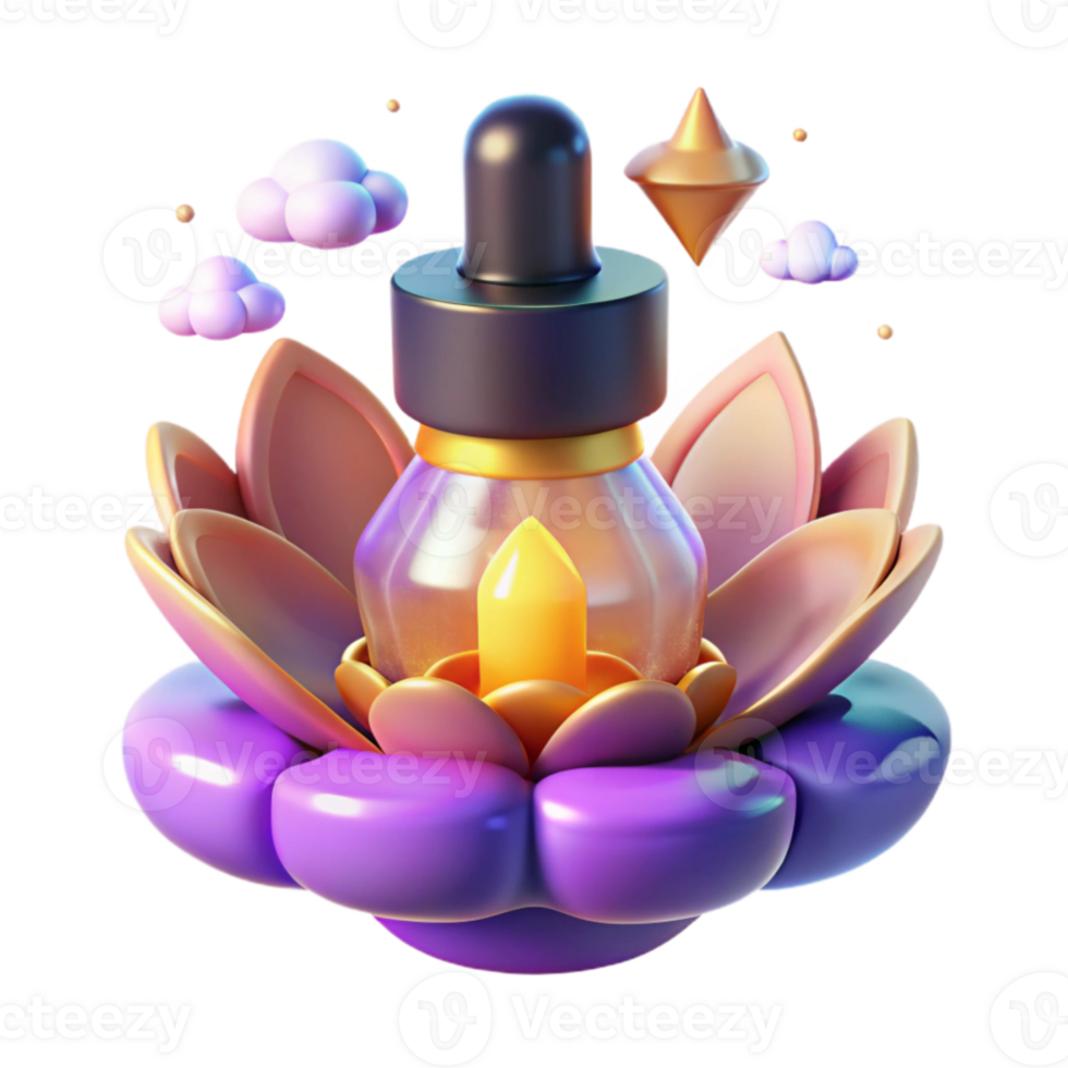 Serene Essence Lotus Flower Elixir Dropper Bottle png