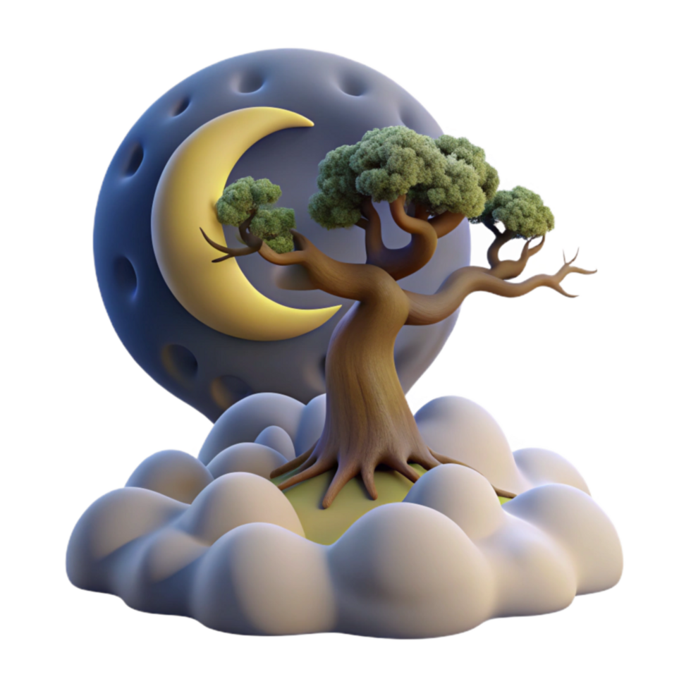 Nocturnal Tree on Cloud Island png
