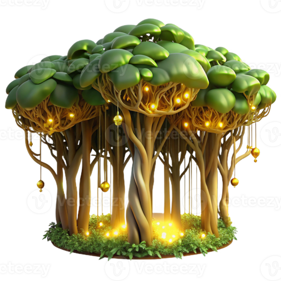 Enchanted Forest Glowing Trees, Magical Lights png