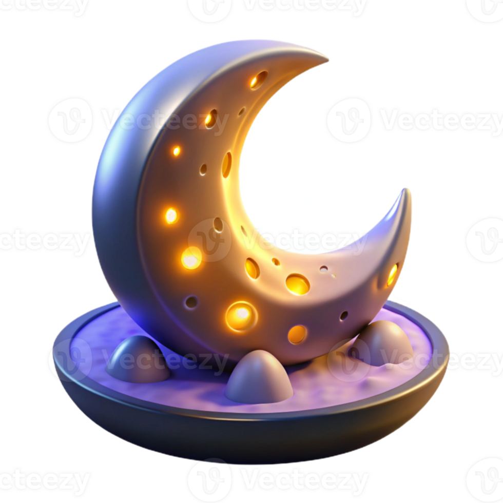Crescent Moon Nightlight Illuminated Decor png