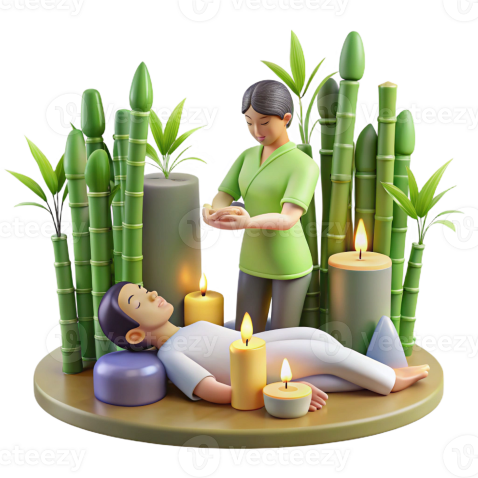 Relaxing Spa Day Bamboo, Candles, and Tranquility png