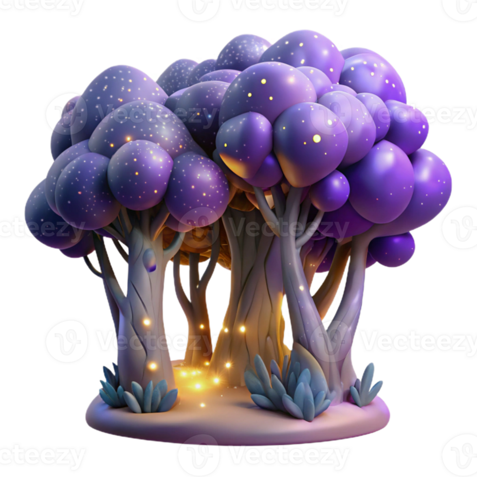 Enchanted Forest Magical Night, Glowing Trees png