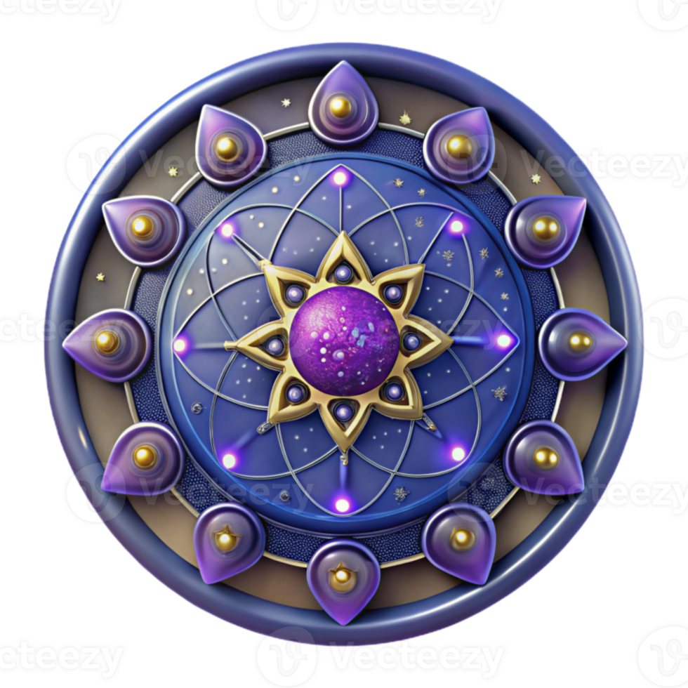 Cosmic Mandala 3D Render of Ornate Circular Design png