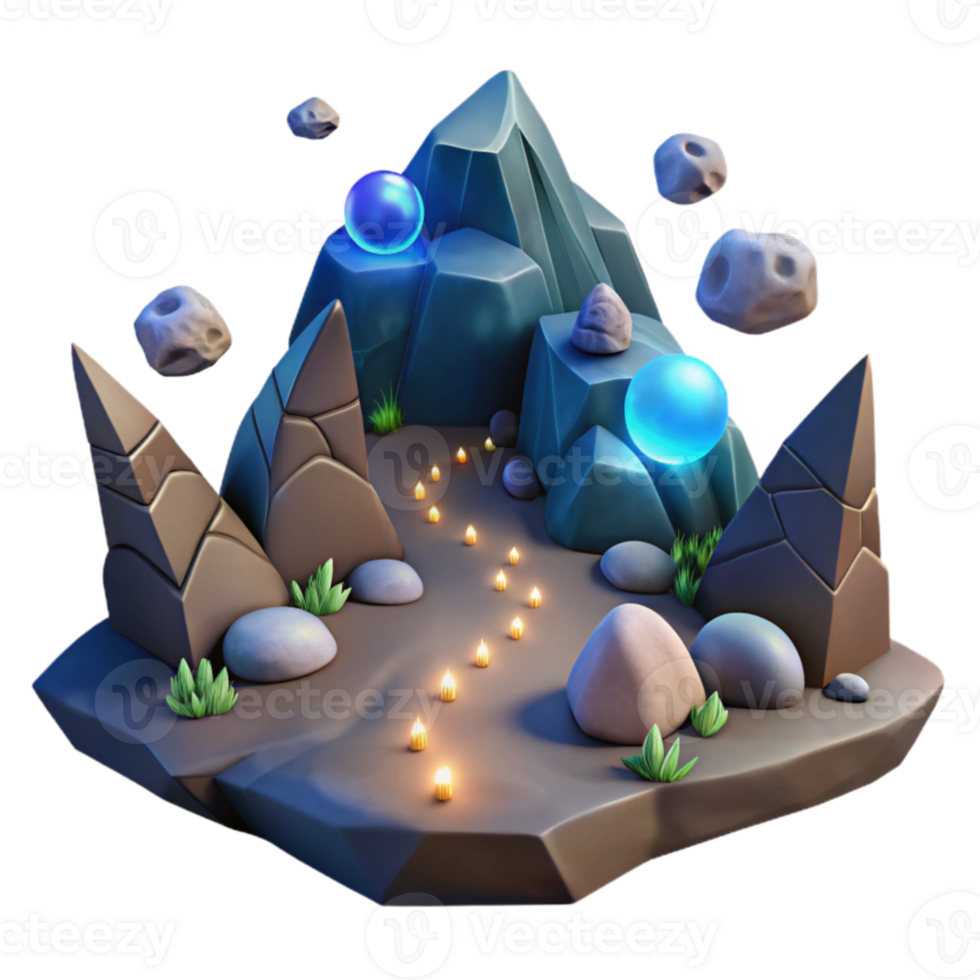 Enchanted Mountain Path 3D Render of Fantasy Landscape png