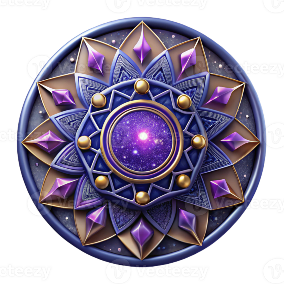 Cosmic Mandala 3D Digital Art of a Celestial Flower png