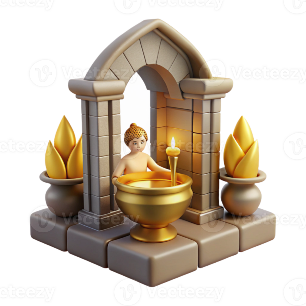 Serene Shrine 3D Render of a Peaceful Ritual png