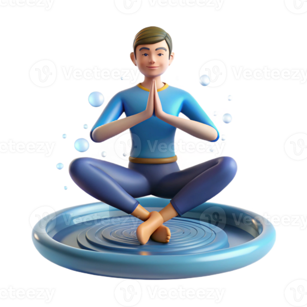 3D Render Person Meditating in Lotus Position png