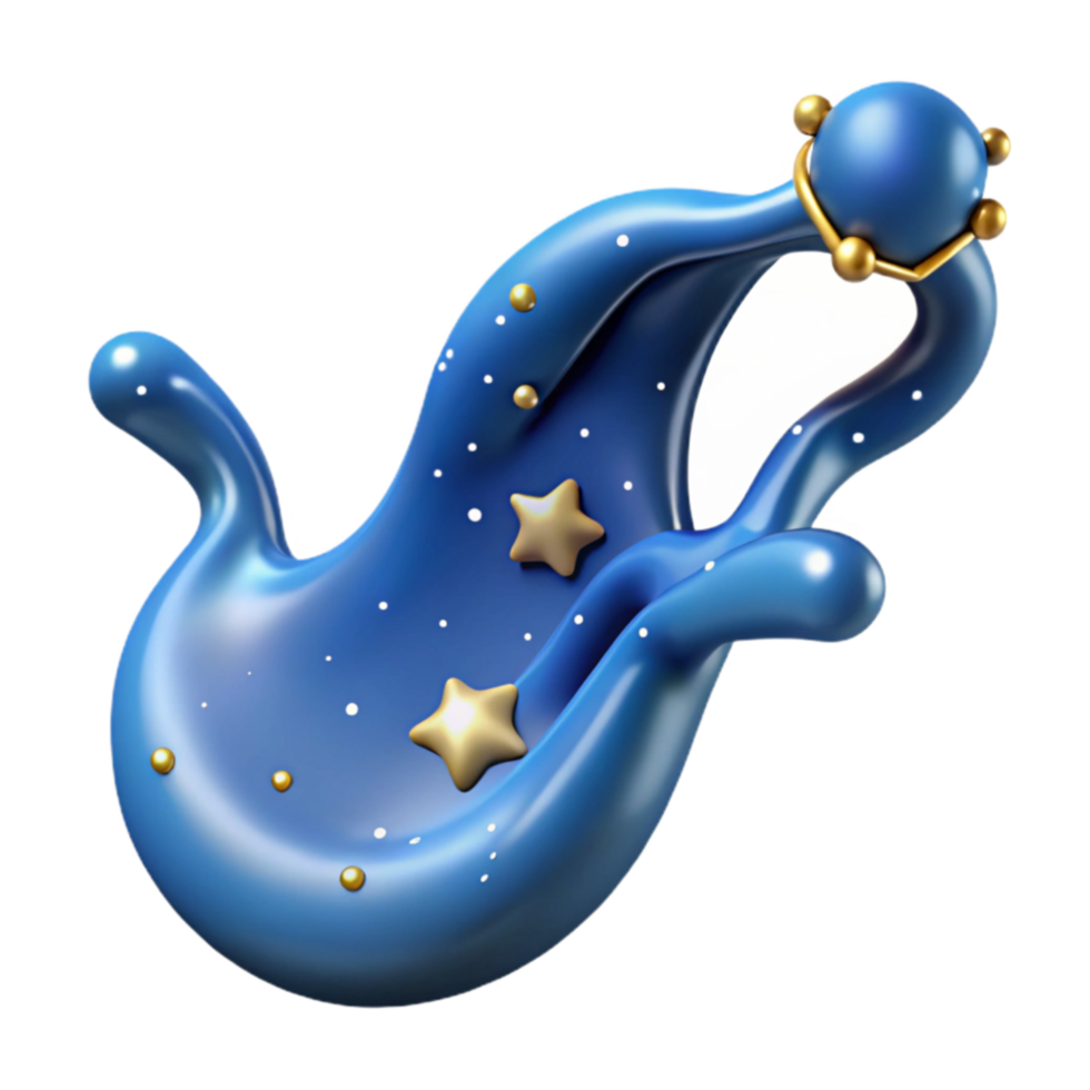 Cosmic Blue Liquid Splash with Stars png