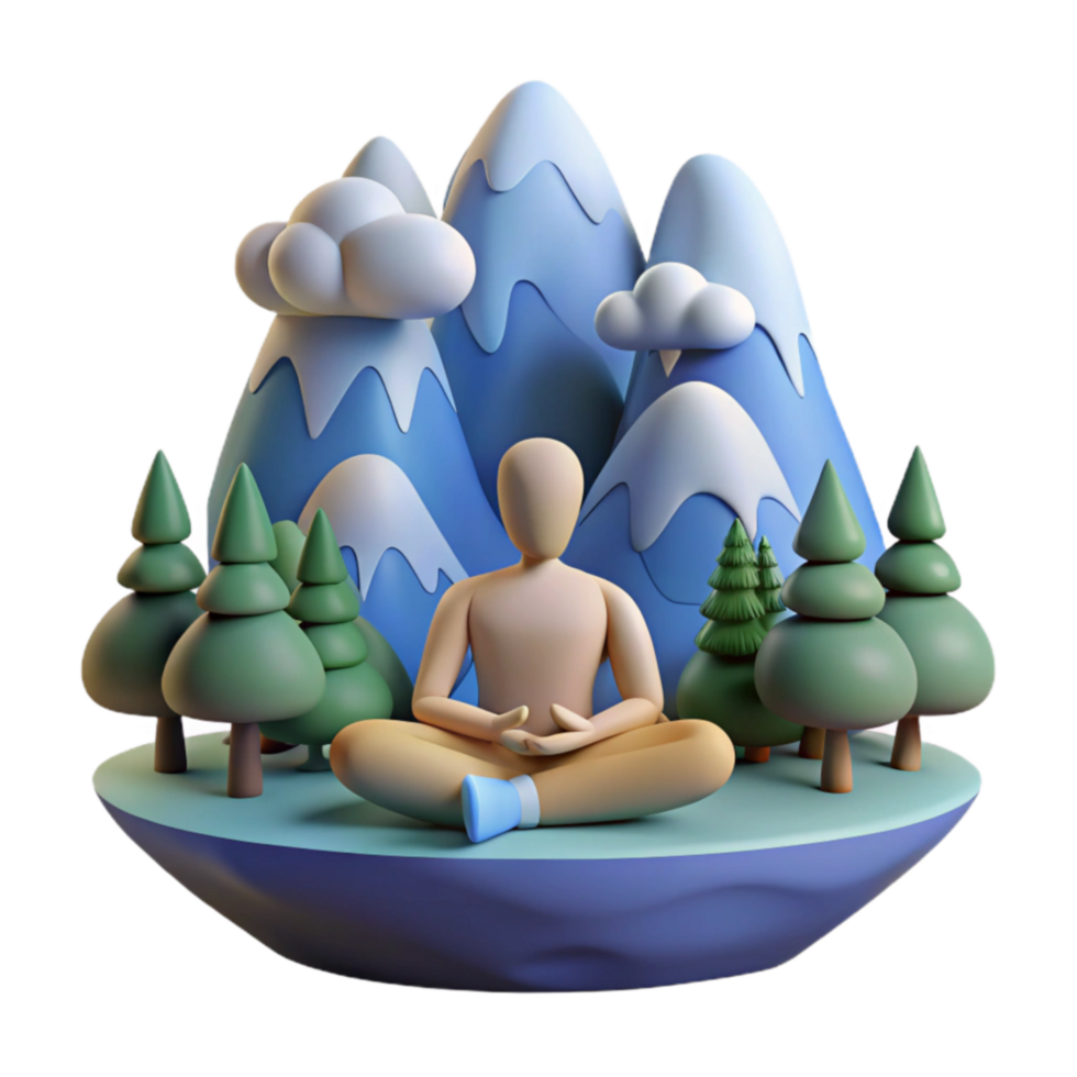 Mindfulness in Nature A 3D Meditation Scene png