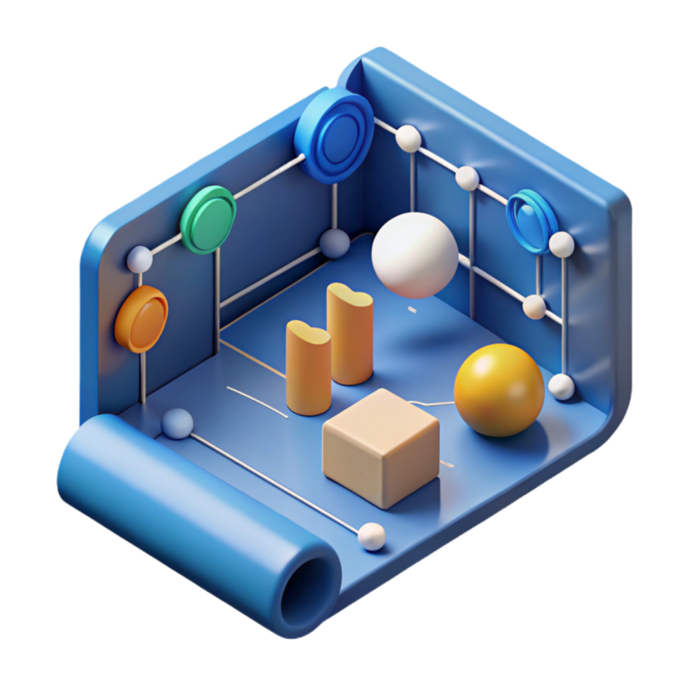 Abstract 3D Render Geometric Shapes and Connections png