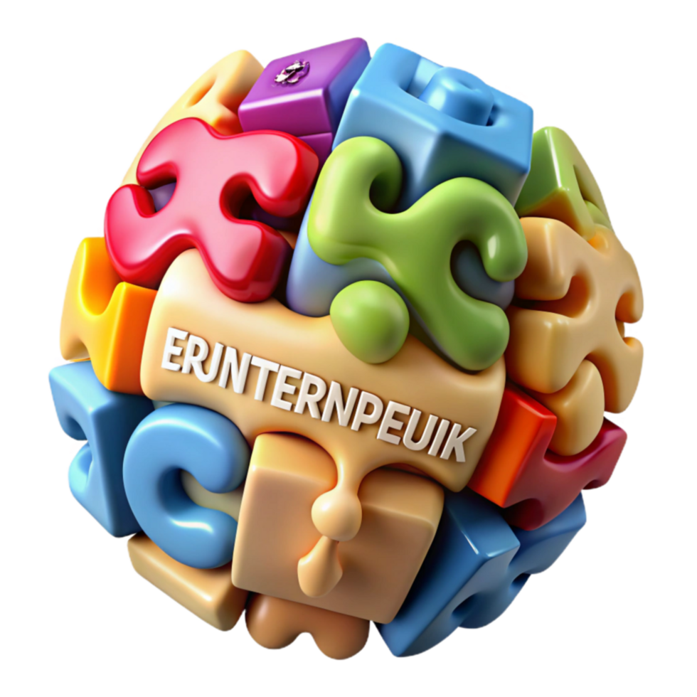 Colorful 3D Puzzle Blocks Letters and Shapes png