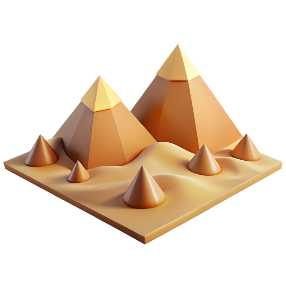 Abstract Pyramid Landscape 3D Render of Geometric Desert png