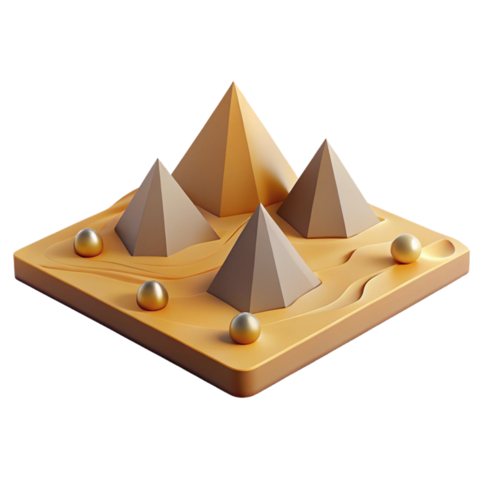 Desert Pyramids 3D Geometric Landscape png