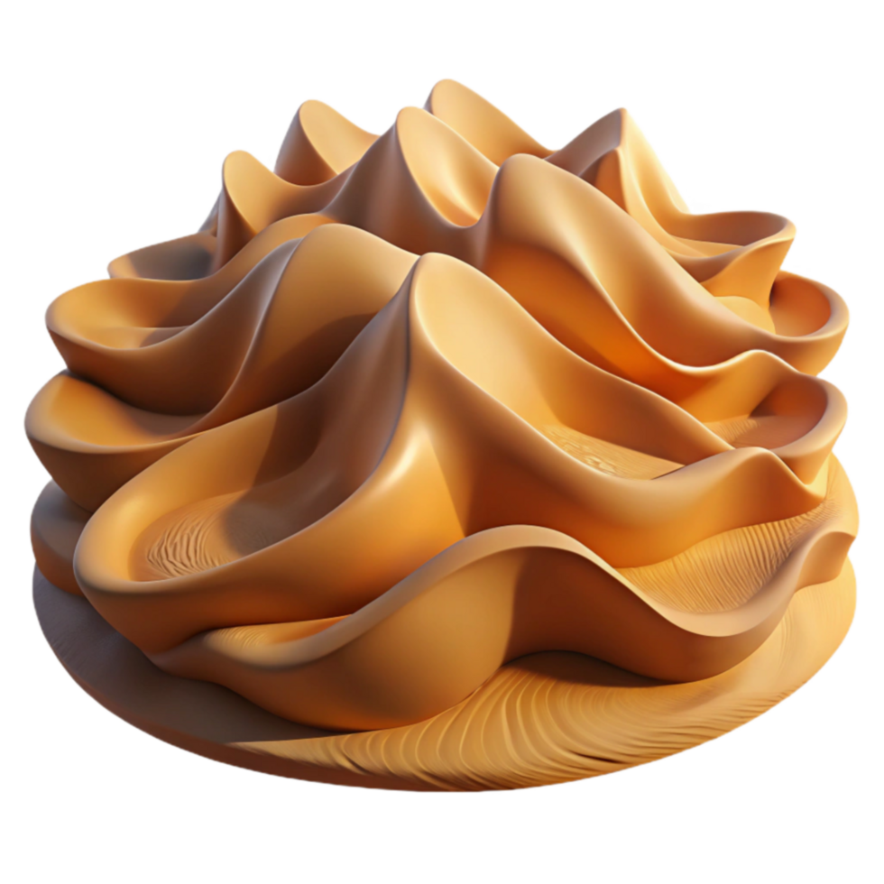 Abstract Sand Dune 3D Model Organic Curves, Textured Surface, Golden Hues png