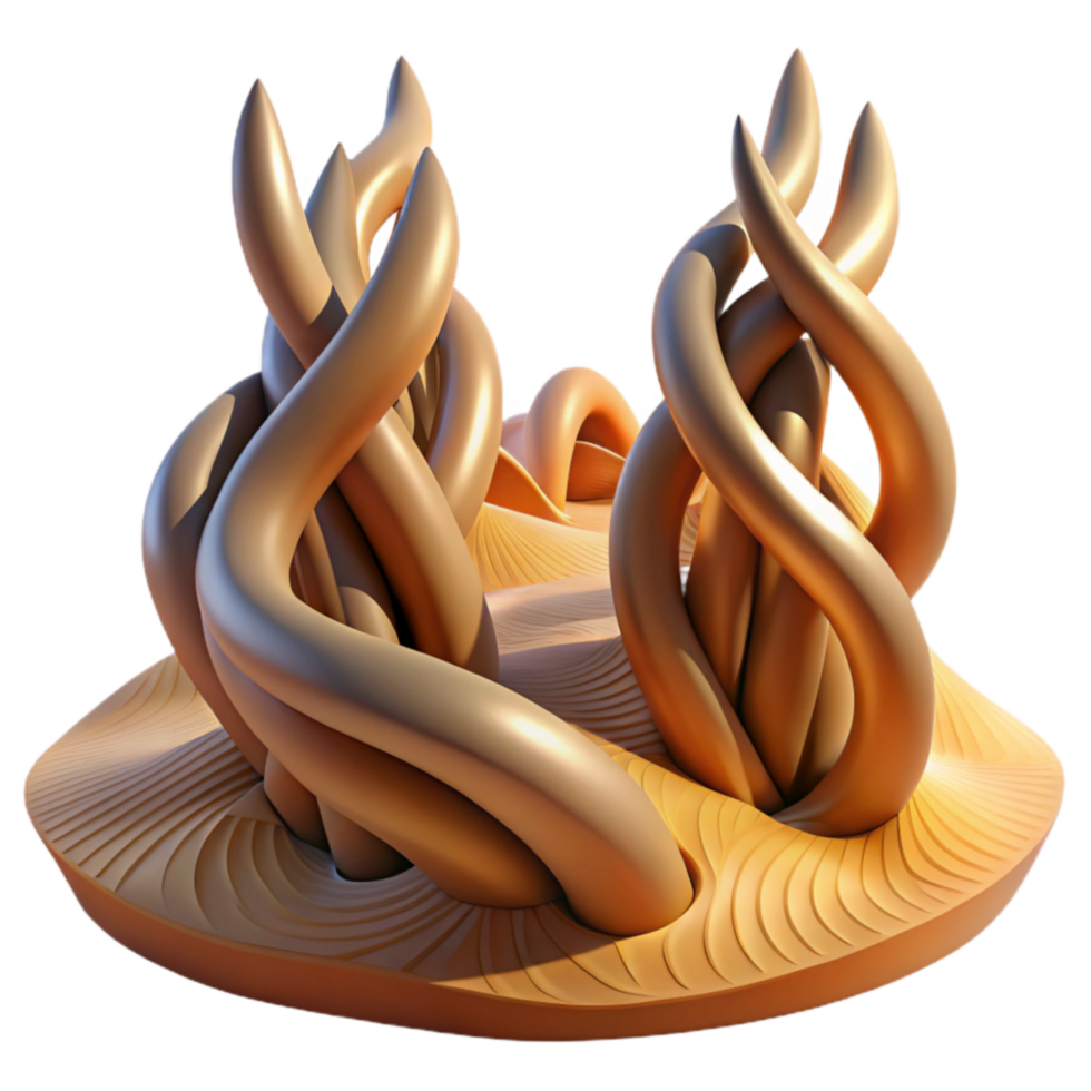 Abstract 3D Twisted Forms in Sandy Landscape png