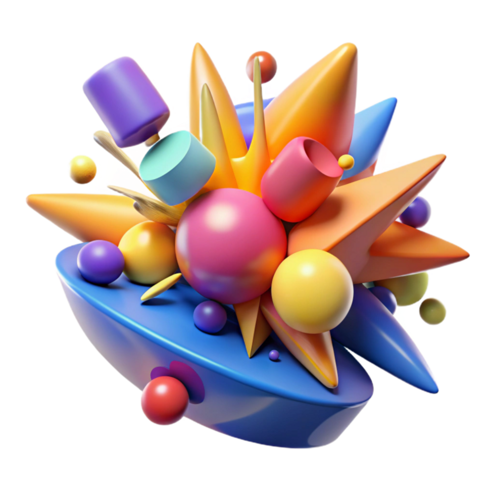 Abstract 3D Colorful Shapes Explosion png
