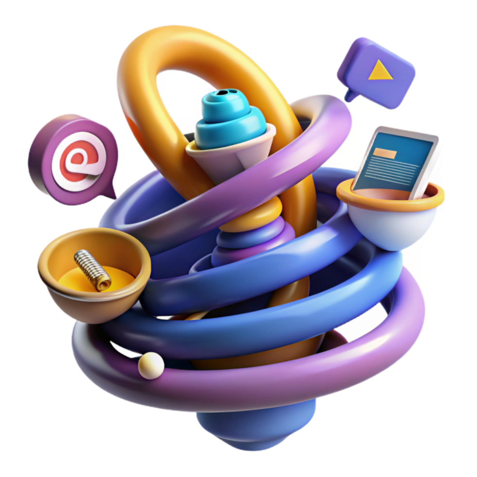 Abstract 3D Colorful Spiral Design png