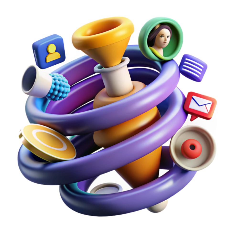 Abstract 3D Spiral Communication, Network, and Data Visualization png