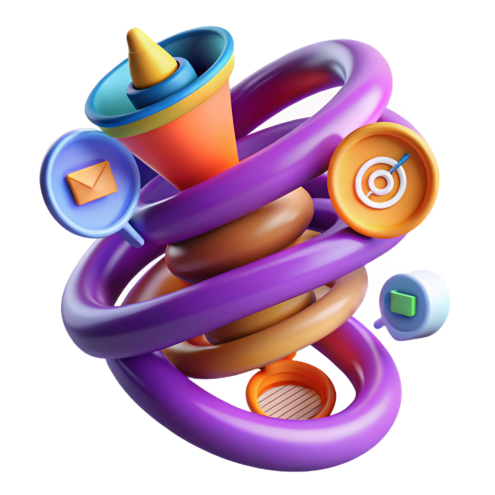 Abstract 3D Spiral Design Communication Target Marketing png