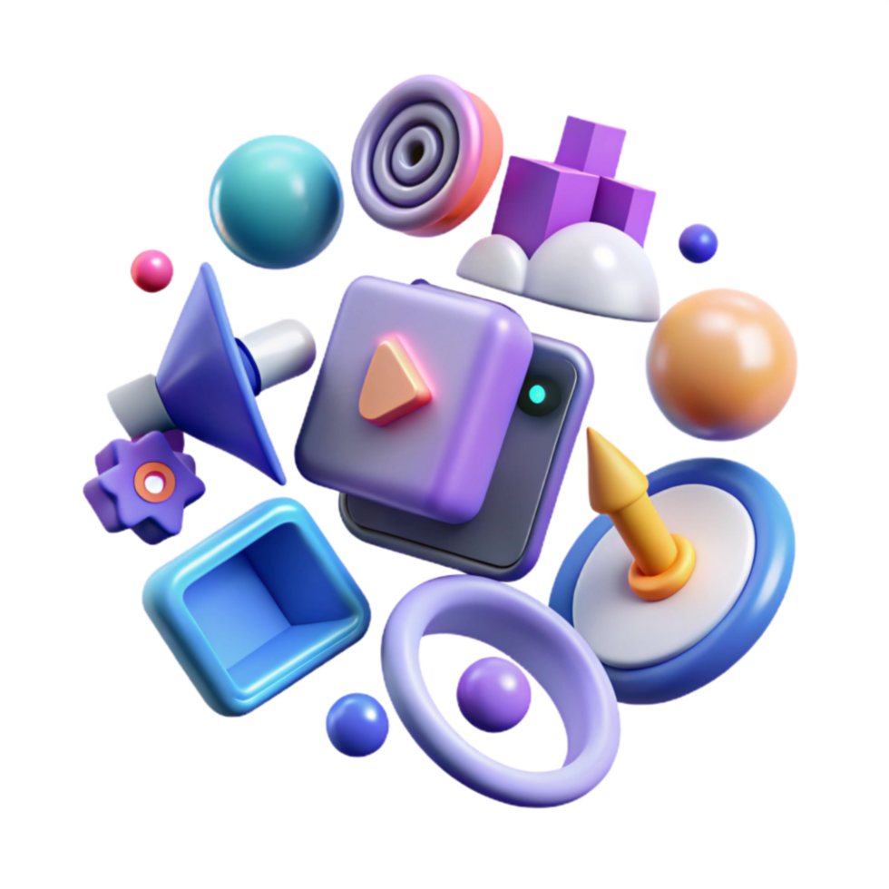 Abstract 3D Shapes Colorful, Playful, Geometric Designs png