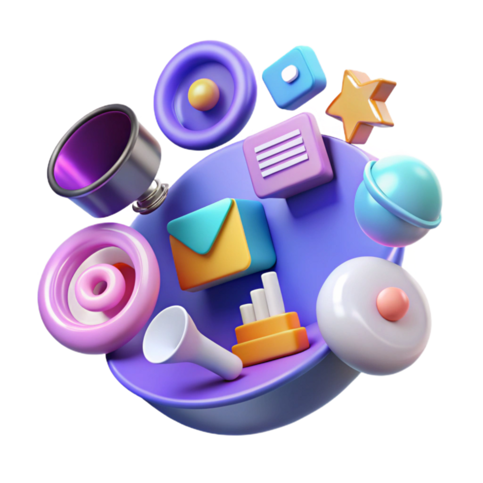 3D Abstract Icons Multimedia, Communication Data png