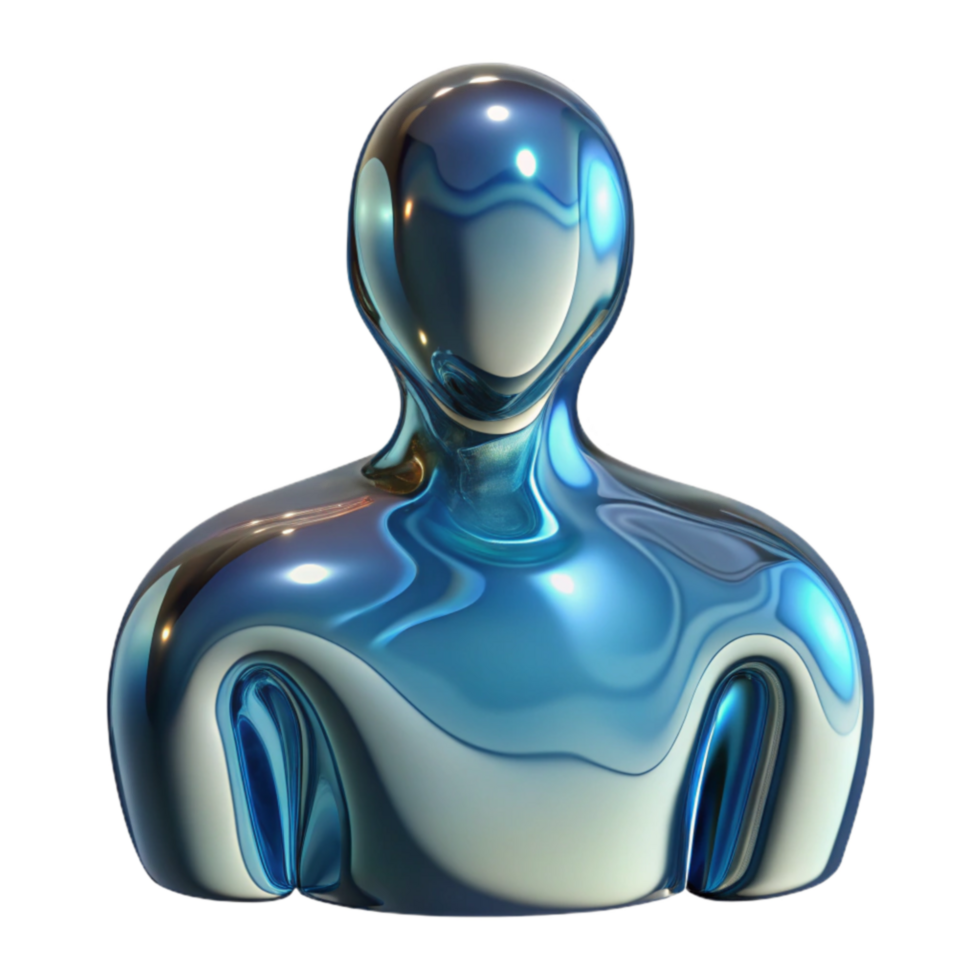Abstract Blue Metallic Figure A 3D Render png