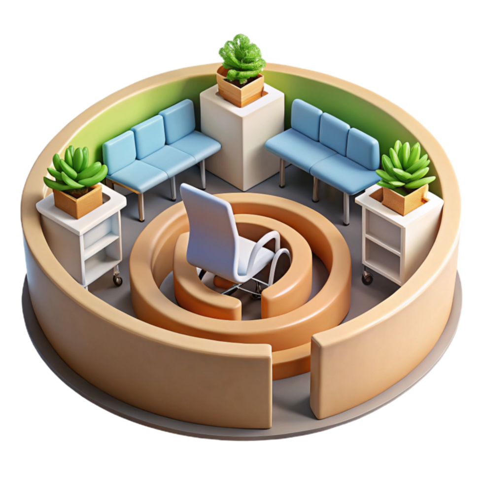 Circular Waiting Area Design Accessible Serene png