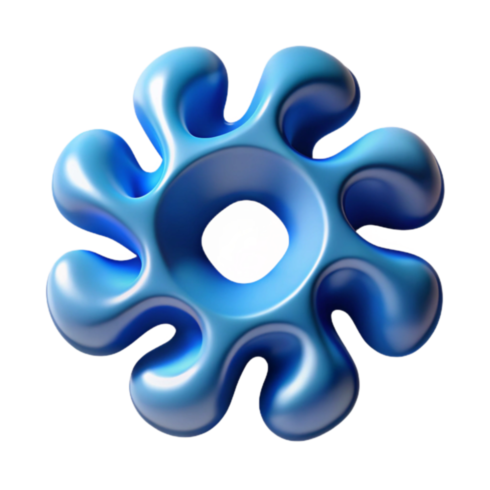 abstrato azul blob com central testemunho 3d render png