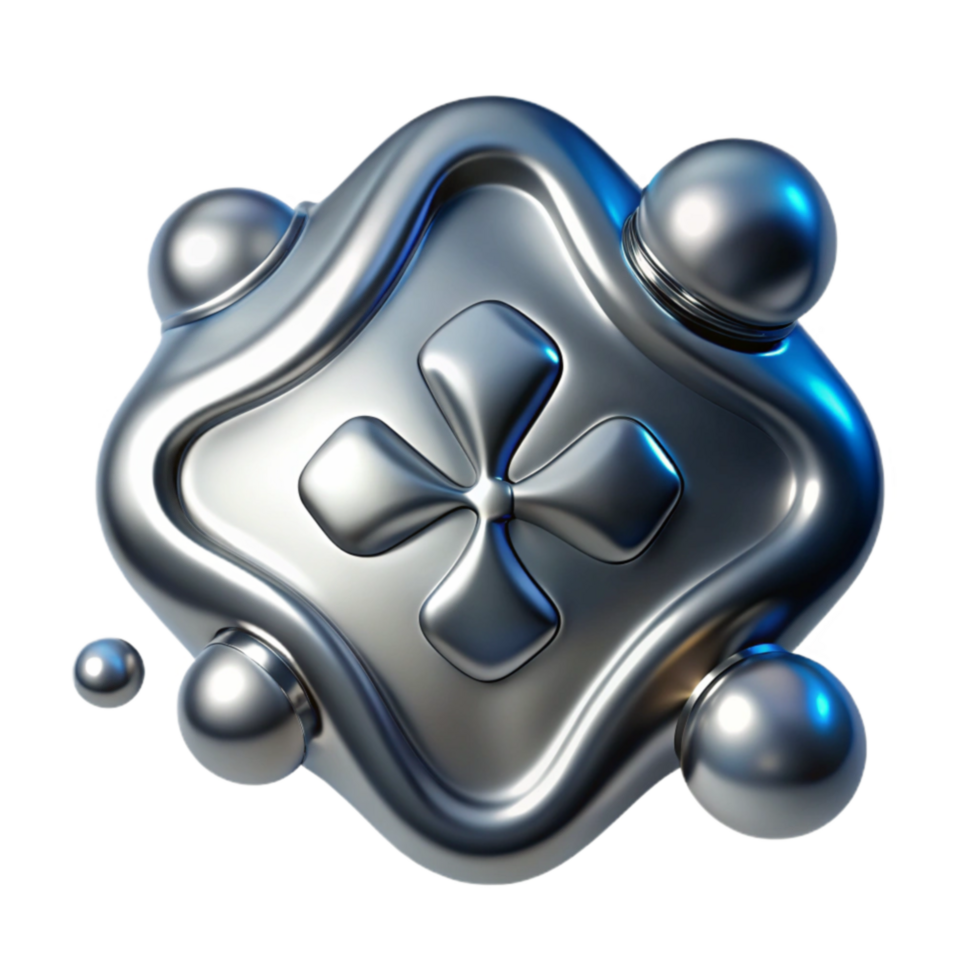 Abstract Metallic Orb with Directional Control Icon png