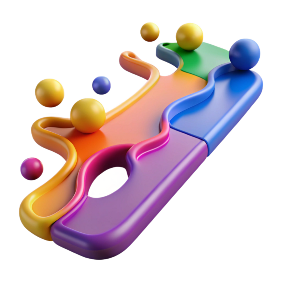 Abstract Colorful 3D Render of Balls in a Track png