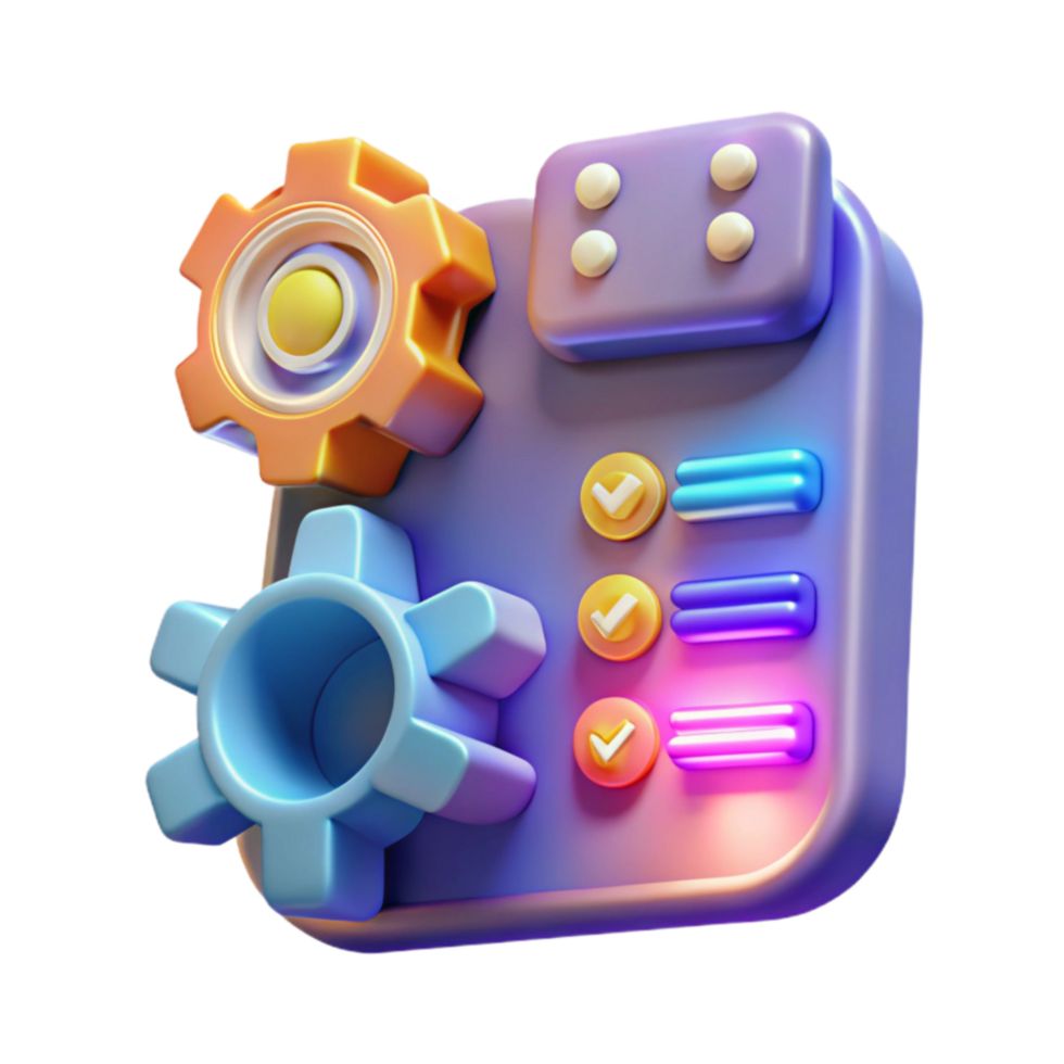 3D Colorful Interface Settings, Controls, and Checklists png