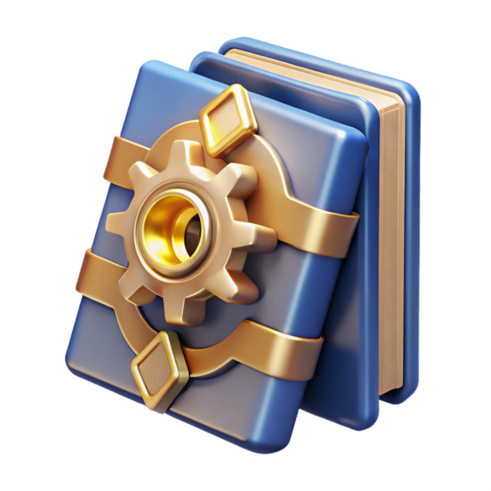 Gear-Locked Journal A 3D Render of a Secure Book png