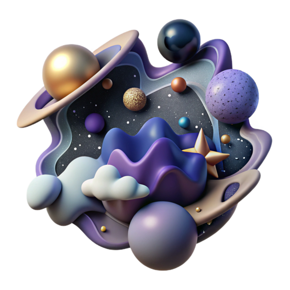 Cosmic Dreamscape 3D Abstract Art png