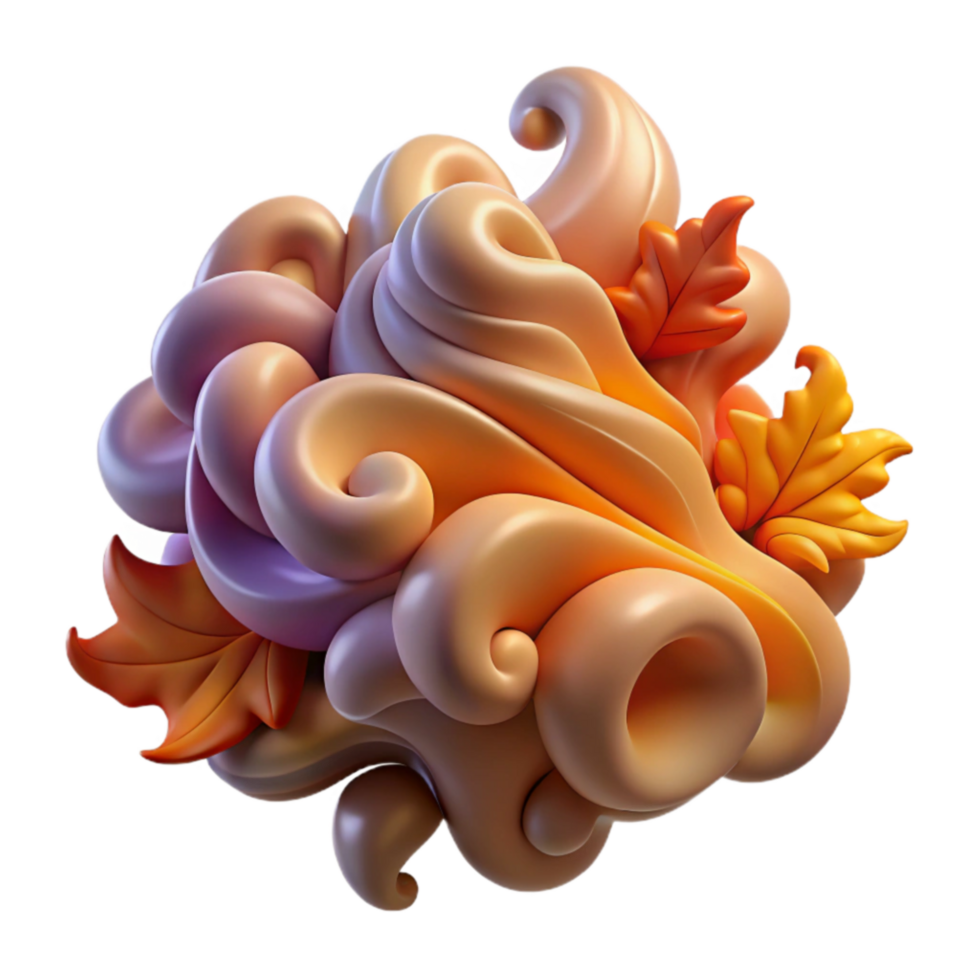 Autumn Swirls 3D Abstract Art with Fall Leaves png