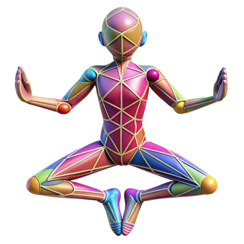 Colorful Geometric Figure in Meditation Pose png