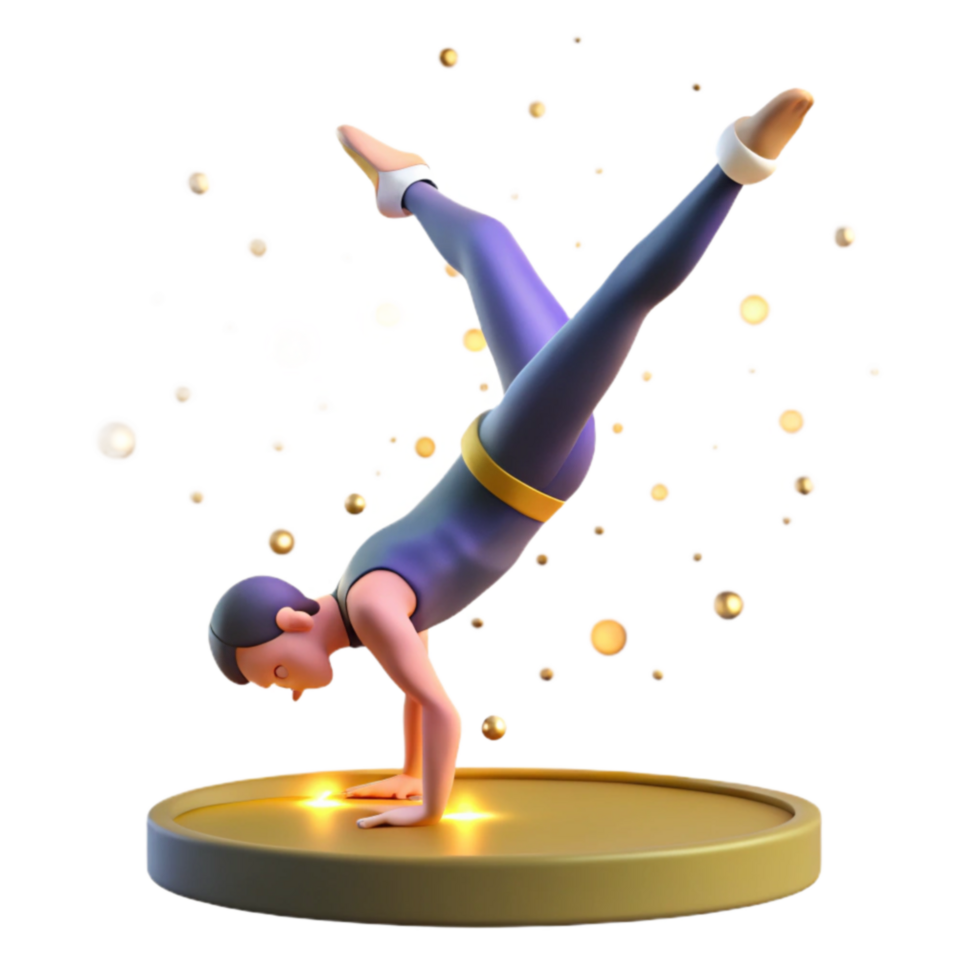 Dynamic 3D Yoga Pose Handstand Balance png
