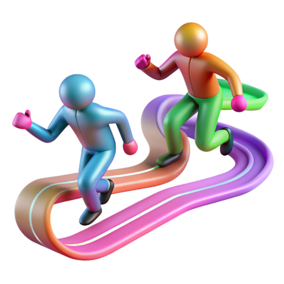 Abstract Colorful Runners on a Dynamic Track png