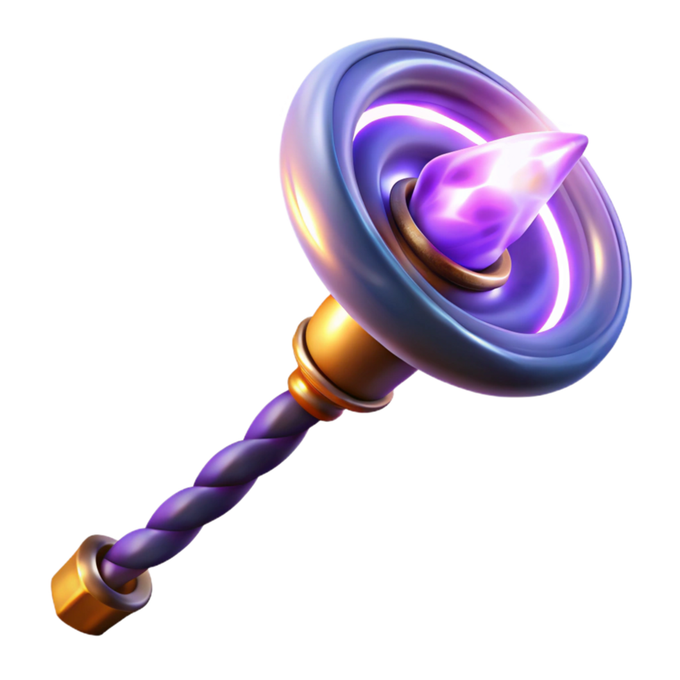 Glowing Orb Twisted Staff A Fantasy Game Asset png