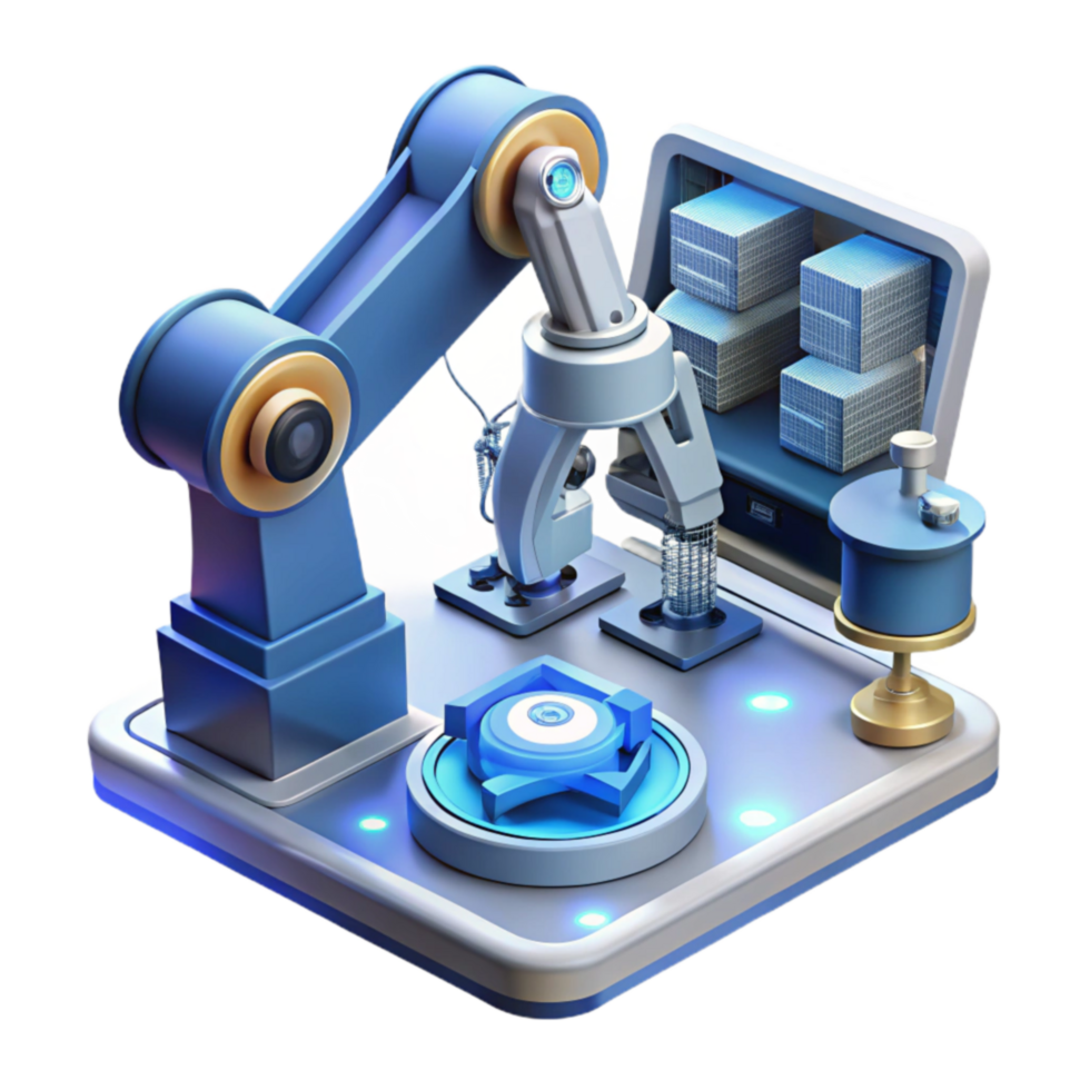 Automated Manufacturing Robotic Arm and Industrial Automation System png