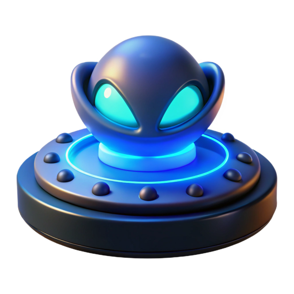 Glowing Orb on Futuristic Saucer 3D Render png